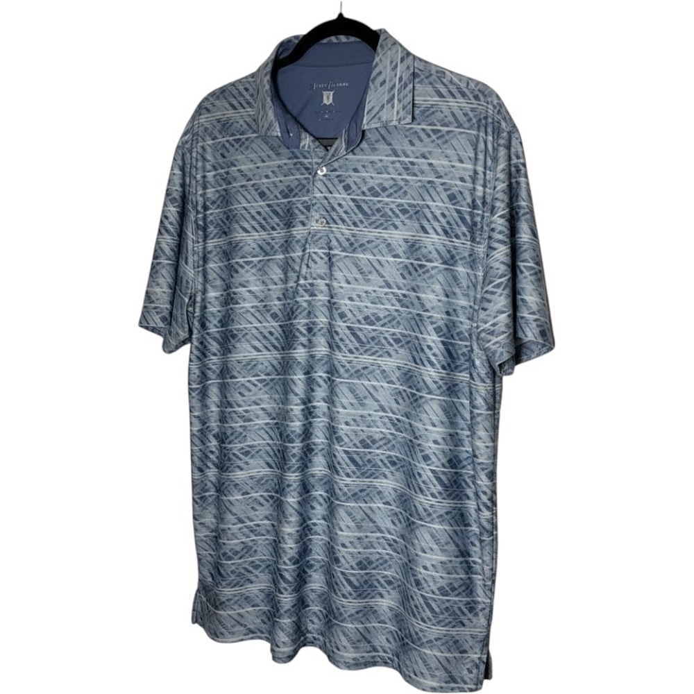 Hickey Freeman Golf Mens Medium Blue‎ Geometric Abstract Print Performance Polo